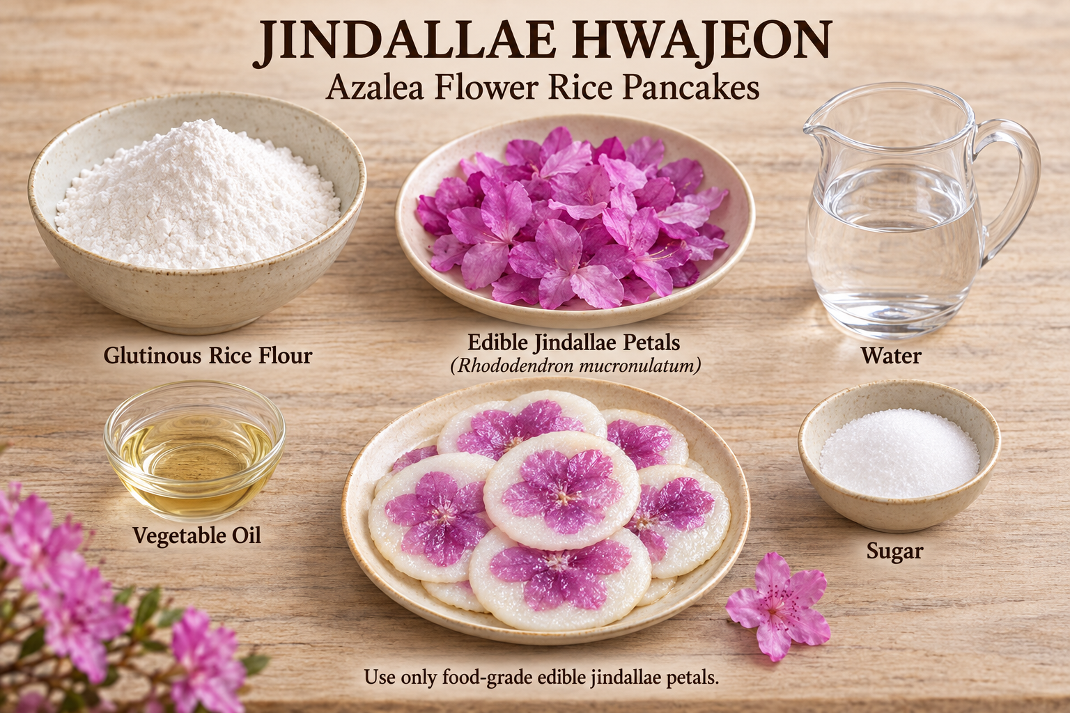 Main ingredients for Jindallae Hwajeon