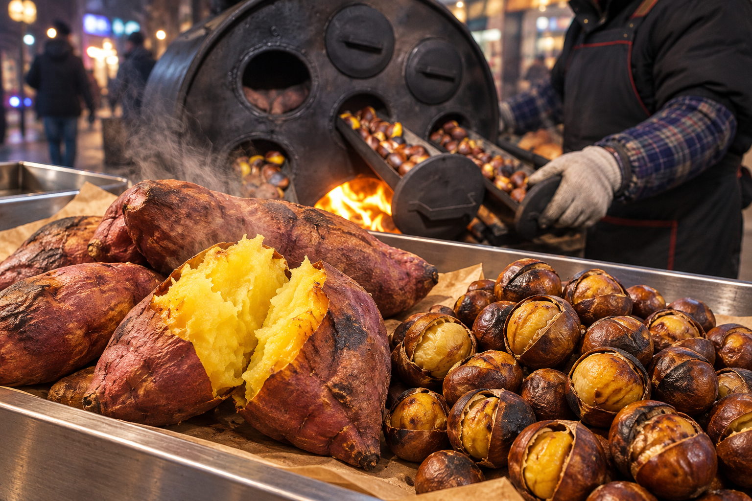 Roasted Sweet Potato & Chestnut Korean street food