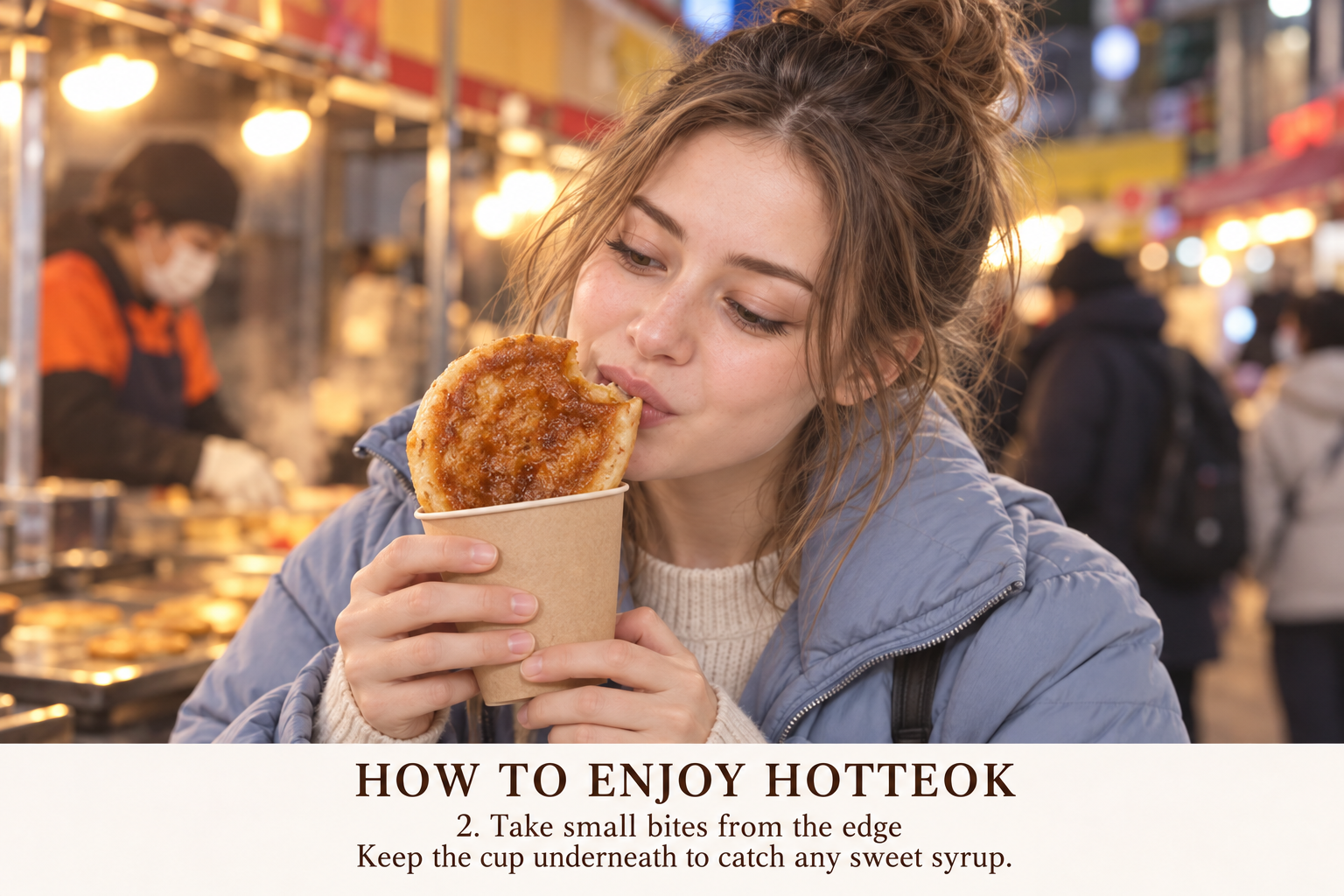 Hotteok eating guide step 2
