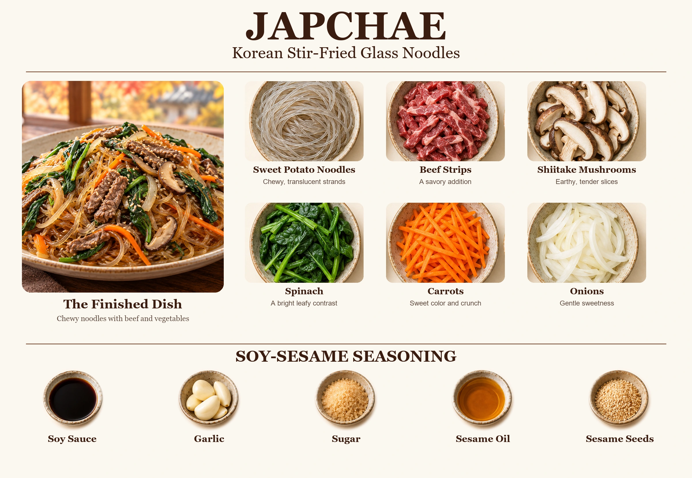 Main ingredients for Japchae