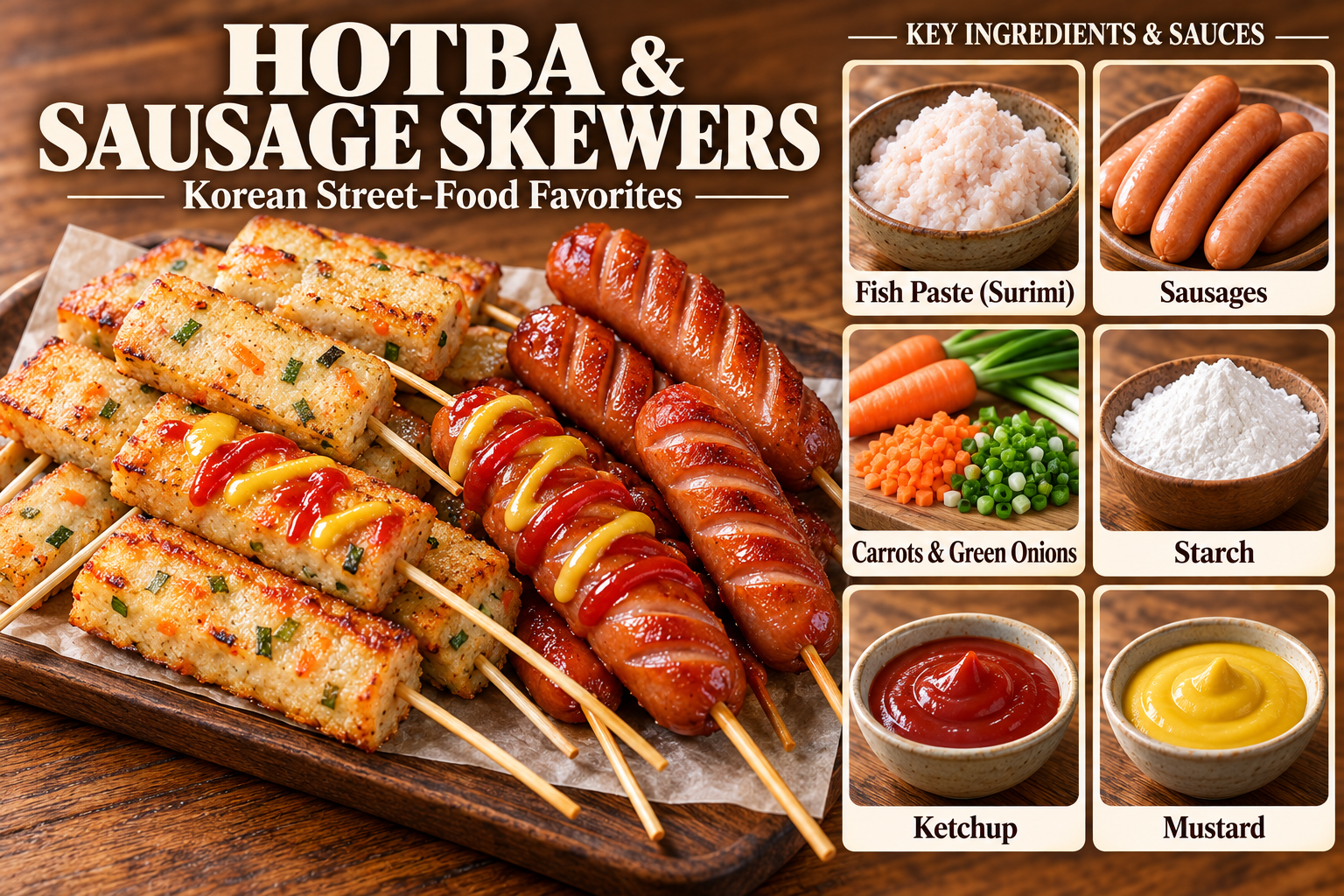 Hotba & Sausage Skewers ingredients and preparation overview